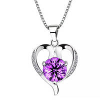 Elegante collar con colgante en forma de corazón encantador blanco cristal púrpura de circón joyería romántica regalo de San Valentín 2024 - compra barato