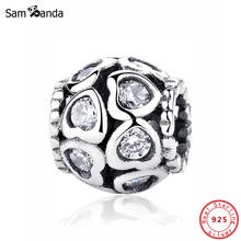 Original 100% 925 Sterling Silver Bead Charm Love Bonds Openwork Charms Hearts CZ Fit   Bracelets Women Diy Jewelry 2024 - buy cheap