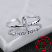 Женское кольцо из серебра 925 пробы, с двойным кристаллом 2024 - купить недорого