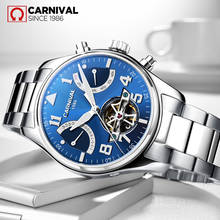 CARNIVAL-Reloj de acero inoxidable para hombre, accesorio masculino de pulsera resistente al agua con mecanismo automático de Tourbillon, complemento mecánico luminoso de marca de lujo, 2019 2024 - compra barato