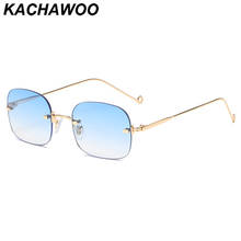 Kachawoo square sunglasses rimless men's fashion sun glasses for women accessories brown blue light colored high quality 2024 - buy cheap