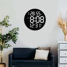 Simple Design Living Room LED Round Wall Clock Digital Display Temperature and Humidity Date Display Alarm Clock Home 2024 - buy cheap