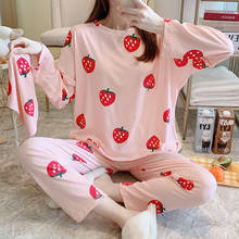 Pajamas for Women's Autumn and Winter New Long-sleeved Trousers Two-piece Korean Cartoon Cute Home Service Can Be Worn Outside 2024 - buy cheap