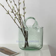 Creativity Glass Bag Vase Shopping Basket Bubble Vase Desktop Storage Fruit Basket Modern Home Decoration Flower Arrangement 2024 - buy cheap