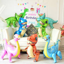 Balões metalizados para festa de aniversário infantil, grande 4d, dinossauro, brinquedo, decoração, jurassic, dragon, animais, meninos 2024 - compre barato