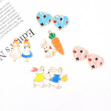 10pcs/lot Cute animals Rabbit radish Enamel Girl Charms for DIY Earring Jewelry Handmade Headwear accessories Finding XL804 2024 - buy cheap