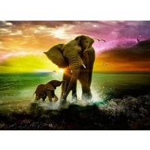 5D DIY Алмазная картина "Семья слонов" вышивка крестиком полная Алмазная вышивка животная мозаика картина Стразы домашний декор 2024 - купить недорого