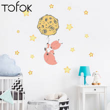 Tofok Cartoon Fox Cosmic Balloon Wall Stickers for Kids Room Kindergarten Baby room Wall Decoration Home Decor Art Decals Murals 2024 - buy cheap