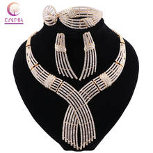 Cindy African Jewelry Charm-collar para mujer, pendientes de oro de Dubái, juegos de joyas para mujer, pulsera nupcial de boda, conjunto de joyería de anillo 2024 - compra barato