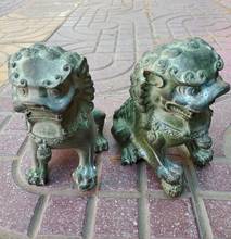 2 Old Foo Dog Statuary Bronze Lion fortune Beast statue 2024 - buy cheap