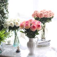 51cm rosas artificiais ramo falso flores festa de casamento evento decoração para casa flanela tecido festival suprimentos decoração de natal 2024 - compre barato