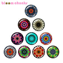 Mandala Flower  12mm/18mm/20mm/25mm Round  glass cabochon  flat back Making snap button jewelry  S3633 2024 - buy cheap