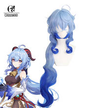 ROLECOS-Peluca de Cosplay Ganyu Genshin Impact GanyuCosplay para mujer, pelo largo y ondulado, pelo sintético resistente al calor, 80cm 2024 - compra barato