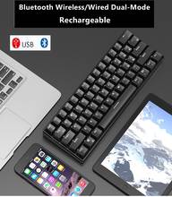 Ajazz i610T перезаряжаемая Bluetooth Беспроводная/Проводная Двухрежимная механическая клавиатура 61-клавишная синяя, черная ось с белой подсветкой 2024 - купить недорого