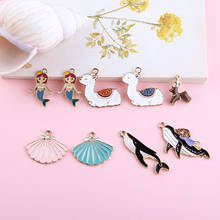 Newest Enamel Animal Charms kawaii Mermaid Girl Sheep Sea Shell Deer dolphin DIY Jewelry Earring Necklace Pendants 30pcs 2024 - buy cheap