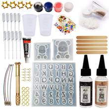 Diy artesanal gummy urso alfabeto letras resina epóxi moldes de jóias que faz a decoração chaveiro ferramentas kit com ab resina cola presente 2024 - compre barato