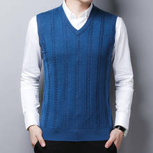 2021 Autumn Winter Men's Knitted Vest Sweater Business Casual V-Neck 5 Colors Pullover vest 2024 - buy cheap