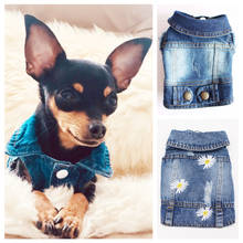 Camiseta jeans vazia para cachorro, jaqueta jeans clássica para cachorro shih tzu vestuário para chihuahua 2024 - compre barato