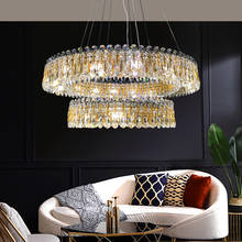 Novo design de cristal lustre sala estar quarto decoração da lâmpada designer luxo ouro redondo lustre cristal 2024 - compre barato