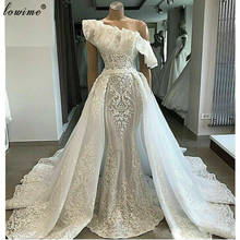 Modest Ivory Two Pieces Wedding Dresses 2020 Dubai One Shoulder Robe De Mariee Vintage Wedding Gowns Garden Bridal Gowns Custom 2024 - buy cheap