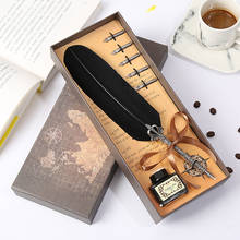 Simple Brown Gift Box Feather Pen Student Teacher Writing Stationery Set High Quality Writing Supplies Personality Design 2024 - buy cheap