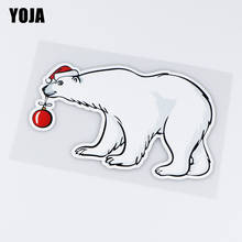 YOJA 13,9X8,6 см милый Рождественский медведь оформление окон и дверей автомобильные наклейки аксессуары ZT4-1005 2024 - купить недорого