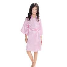 Однотонное шелковое атласное кимоно для маленьких девочек; наряд; банный халат; одежда для сна из хлопка; одежда для сна; платье для детей 2024 - купить недорого