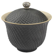 Ретро керамический чай Tureen Chinaware винтажный черный грубая керамика Gaiwan ручная роспись фарфоровый чайный набор с бантом 2024 - купить недорого