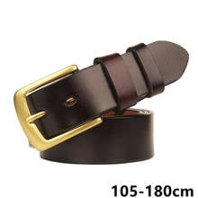 180cm Men's Genuine Leather Belt Pure Copper Belt Buckle Big Size Belts High Quality Cowskin Male Big Man Belt Strap Waistband 2024 - buy cheap