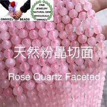 OMHXZJ-pulsera redonda de cuarzo rosa con facetas, collar de 6810mm, accesorios para la fabricación de joyas, piedra Natural fina, ZB23, venta al por mayor 2024 - compra barato