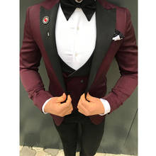 Hermoso traje para padrinos de boda, esmoquin de solapa para novio, vestido de boda para hombre, chaqueta para hombre, Blazer, baile de graduación, cena (chaqueta + Pantalones + corbata + chaleco) A111 2024 - compra barato