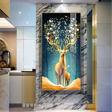 Cuadro de alce de árbol rico en animales 5D Diy, bordado de diamantes de ciervo dorado abstracto, mosaico completo, kit de punto de cruz, stickerZP-1706 2024 - compra barato