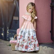 Платья для маленьких девочек; Платье принцессы с цветочным рисунком и разрезом; Юбка; Платья с поясом на плечах; От 1 до 6 лет платья для маленьких девочек 2024 - купить недорого