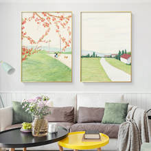 Scandinavian Green Wall Art Poster Lovers Canvas Print Nordic Spring Landscape Painting Picture Modern Living Room Home Decor 2024 - buy cheap