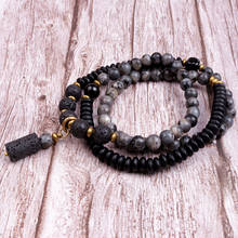 Handmade Multilayer Natural Lava Stone & Natural Black Flash stone Bracelet Men Black Bracelet Women Spiritual Bracelets 2024 - buy cheap