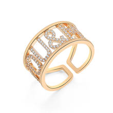 Anéis personalizados para mulheres zircônio cúbico you & me cor dourada tendência vazada tamanho único anéis largos para aniversário casamento joias presentes 2024 - compre barato