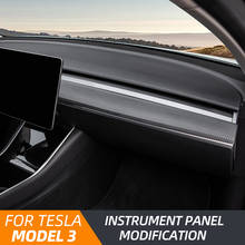 Vxvb-accesorios para consola central de coche Tesla modelo Y 2021, moldura para Tesla modelo 3, fibra de carbono, ABS, tres protecciones, Modelo 3, nuevo 2024 - compra barato