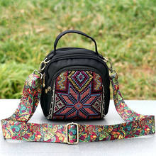 Mini bolso de compras con bordado nacional para mujer, bonito bolso de hombro informal con estampado floral bohemio, multiusos, novedad 2024 - compra barato