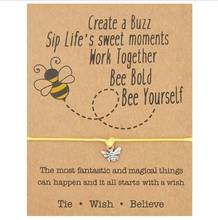 Feliz mel abelha desejo pulseira ajustável abelha pingente pulseira abelha jóias abelha desejo cordão pulseira para mulheres presente da amizade 2024 - compre barato