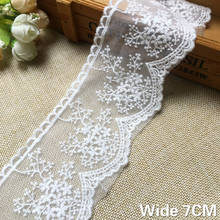 Cinta de encaje de guipur con flecos para vestido de boda, accesorio de costura de lujo con malla blanca bordada, 7CM de ancho, Material de bricolaje 2024 - compra barato