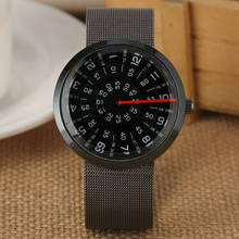 Relógio quartzo criativo para homens, relógio masculino com pulseira de malha em aço inoxidável, caixa preta grande 2024 - compre barato