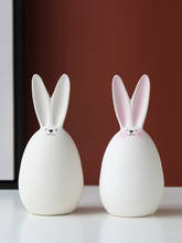 Ornamentos de cerâmica brancos de coelho, decoração de mesa e escritório para sala de estar e sala de estar 2024 - compre barato