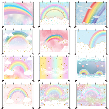 Rainbow Photography Background Rainbow Cloud Golden Glitter Stars Backdrop Bokeh Party Decoration Props Banner For Photo Studio 2024 - buy cheap