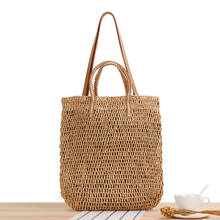 Sac paille-Bolso de verano para mujer, bandolera informal de mimbre tejido de gran capacidad, de mimbre, para playa 2024 - compra barato