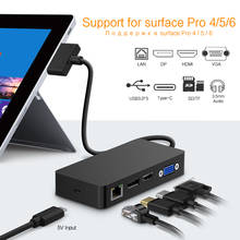 Concentrador de red USB 3,0 para Microsoft Surface Pro 4, 5 y 6, lector de tarjetas, HDMI, 4K, VGA, Jack de 3,5mm, RJ45, Adaptador SD, TF, Multi USB 3,0, divisor de muelle 2024 - compra barato