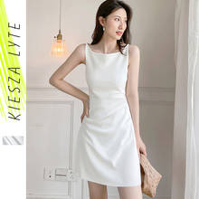 Hepburn Style White Dress 2022 Summer Elegant Sleeveless Mini Sexy Evening Club Party Bodycon Dresses High Quality Elegant 2024 - compre barato