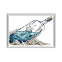 Картина «море в бутылке», наборы для вышивки крестом, 14CT 2024 - купить недорого