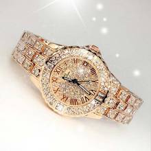 Relojes de diamantes de imitación para mujer, pulsera de marca de lujo con diamantes, relojes de cuarzo de cristal, novedad de 2017 2024 - compra barato