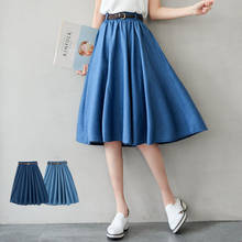 Falda vaquera informal para mujer, falda de estilo coreano Preppy, de cintura alta, Color sólido 2024 - compra barato