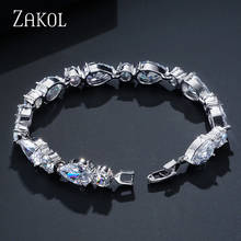 ZAKOL тренд капли воды форма AAA + кубический циркон белый цвет шарм браслеты для женщин Свадебные ювелирные изделия FSBP109 2024 - купить недорого